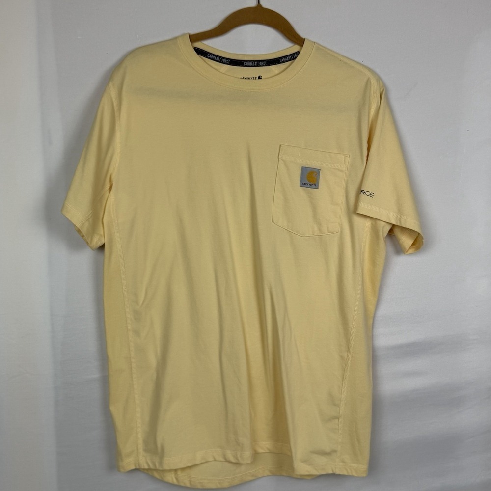 Carhartt Force Pocket Tee Yellow Relaxed Fit Workwear T Shirt Medium